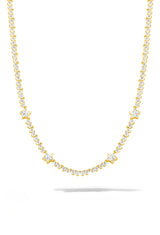 Gold White Star Tennis Necklace