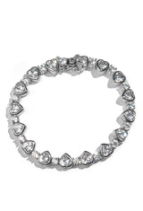 Heart Bezel Tennis Bracelet White Crystals