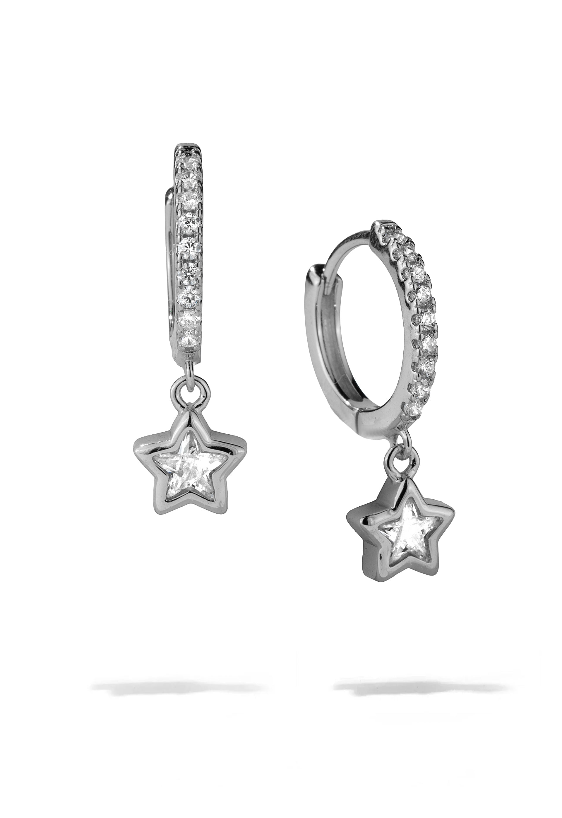 Silver Star Bezel Huggies