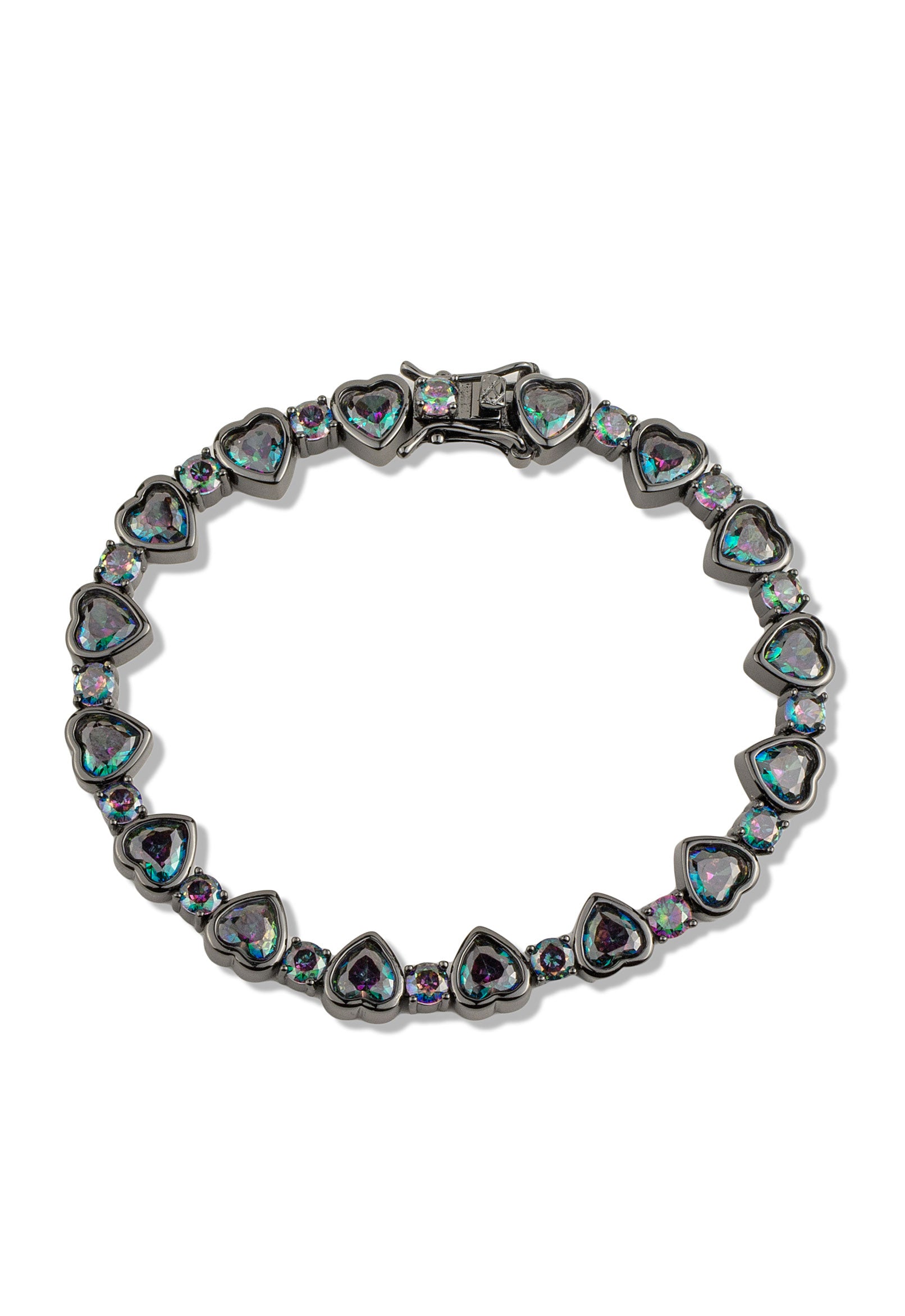 Heart Tennis Bracelet - Black Gold